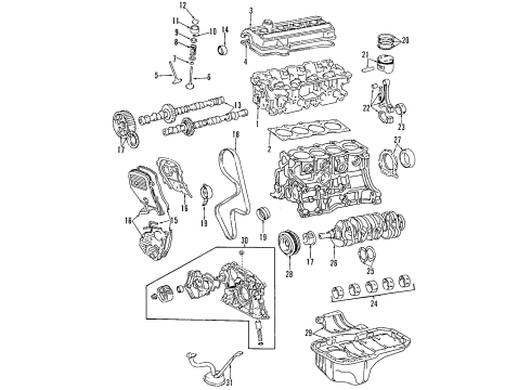 1997 Toyota Celica Engine Parts, Mounts, Cylinder Head & Valves, Camshaft & Timing, Oil Cooler, Oil Pan, Oil Pump, Crankshaft & Bearings, Pistons, Rings & Bearings Insulator Assy, Engine Mounting, Front Diagram for 12360-74060