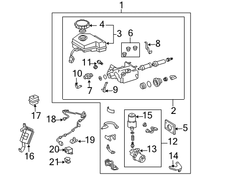 2003 Toyota 4Runner ABS Components Actuator Assembly Diagram for 47050-60010