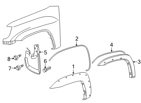 2011 Toyota Tacoma Exterior Trim - Fender Wheel Opening Molding Pad Diagram for 53853-04040