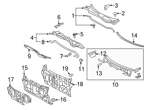 2008 Toyota Camry Cowl Insulator Diagram for 55787-06010