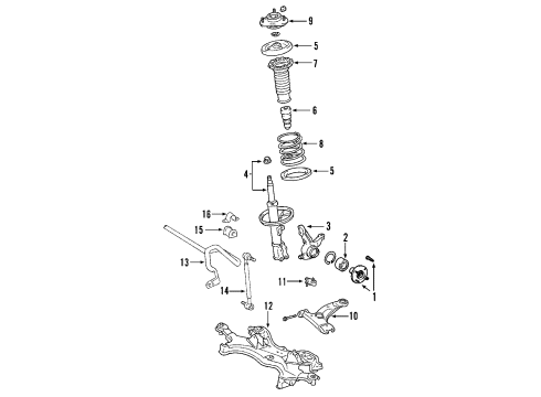 2004 Toyota Matrix Front Suspension, Lower Control Arm, Stabilizer Bar, Suspension Components Bearing Diagram for 90080-36136