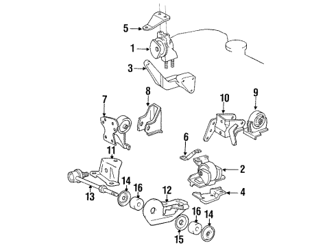 1993 Toyota MR2 Engine & Trans Mounting Bracket, Engine Mounting, RH Diagram for 12315-74080