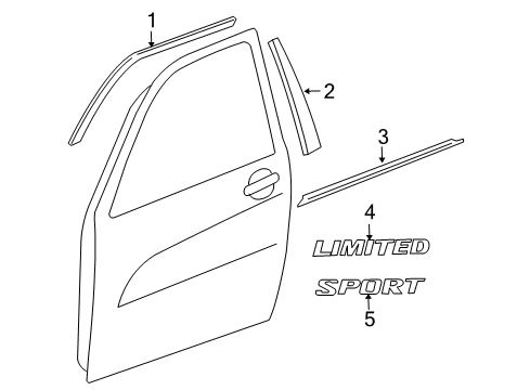 2010 Toyota RAV4 Exterior Trim - Front Door Edge Guard Diagram for PT936-42101-03