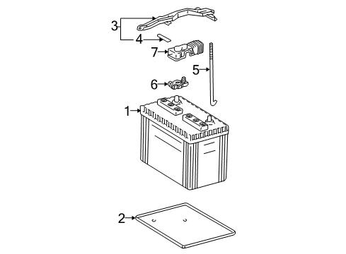 2000 Toyota Tacoma Battery Tray Hold Down Diagram for 74404-35140