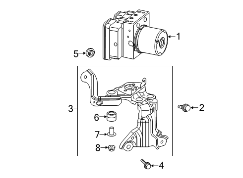 2019 Toyota RAV4 ABS Components Actuator Assembly Mount Bracket Diagram for 44591-42060