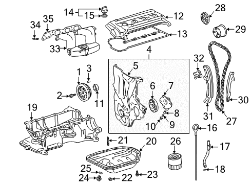2001 Toyota Prius Filters Oil Pump Cover Diagram for 15111-21042
