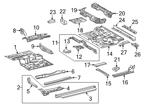 2022 Toyota Tacoma Floor Rear Crossmember Diagram for 57608-04022