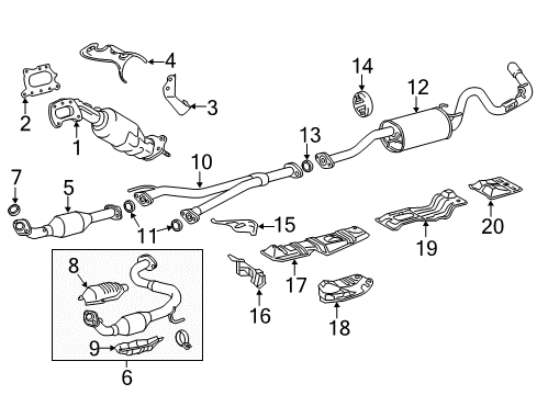 2018 Toyota Tacoma Exhaust Components, Exhaust Manifold Heat Shield Diagram for 55225-04071
