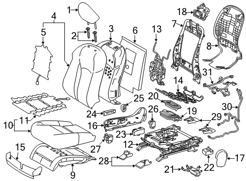 2018 Lexus RX450h Power Seats Support Spring Diagram for 71051-08010