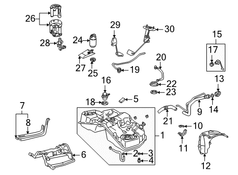 2002 Lexus IS300 Senders Fuel Tank Clip Diagram for 90467-12056
