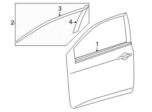2011 Toyota Corolla Exterior Trim - Front Door Body Side Molding Diagram for PT29A-02095-04