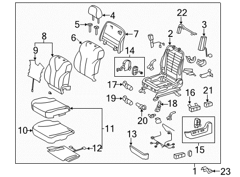 2011 Toyota Camry Driver Seat Components Cushion Cover Diagram for 71072-06B80-E0