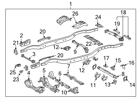 2010 Lexus LX570 Frame & Components Rear Crossmember Diagram for 51209-60200