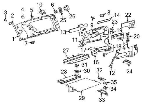 2005 Toyota 4Runner Interior Trim - Quarter Panels Instrument Panel Nut Diagram for 90080-18062
