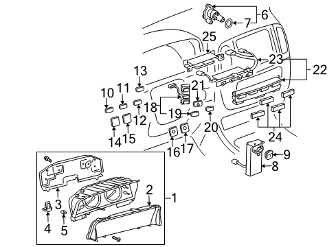 2003 Lexus LX470 Cluster & Switches, Instrument Panel Speed Sensor O-Ring Diagram for 96711-24030