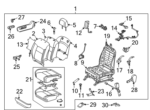 2010 Toyota Land Cruiser Front Seat Components Cushion Assembly Seat Diagram for 71001-60J60-B0