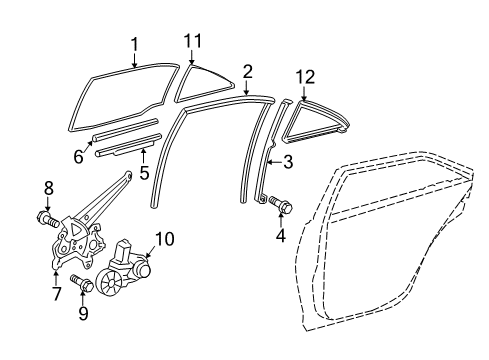 2010 Toyota Camry Rear Door - Glass & Hardware Motor Diagram for 85710-33191
