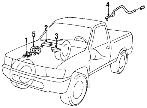 1994 Toyota T100 Anti-Lock Brakes Sensor, Skid Control Diagram for 89544-34010