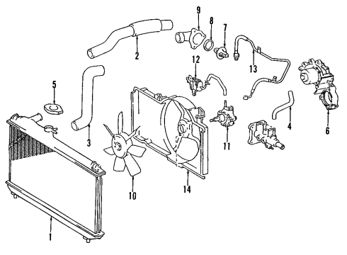 1992 Lexus ES300 Cooling System, Radiator, Water Pump, Cooling Fan, Belts Water Pump Assembly Stud Diagram for 90116-08270