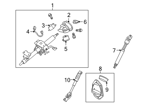2020 Toyota 4Runner Ignition Lock Intermed Shaft Diagram for 45220-60280