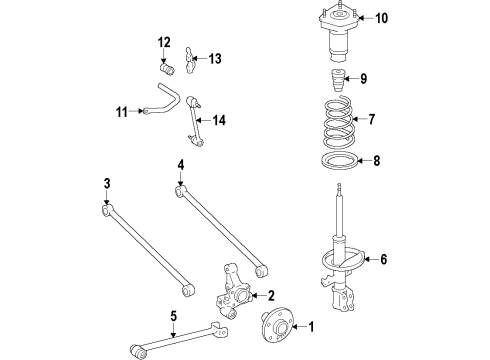 2009 Toyota Venza Rear Suspension Components, Stabilizer Bar Hub & Bearing Diagram for 42450-0T010