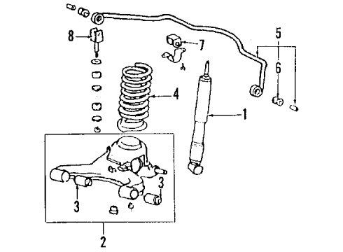 1984 Toyota Cressida Stabilizer Bar & Components - Rear Center Bushing Diagram for 48815-14060