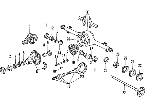 1994 Toyota Previa Rear Axle, Differential, Propeller Shaft Flange Diagram for 41204-35050