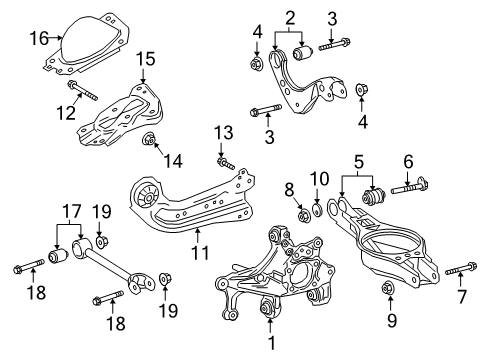 2018 Toyota C-HR Rear Suspension Components, Lower Control Arm, Upper Control Arm, Stabilizer Bar Lower Control Arm Diagram for 48730-F4010
