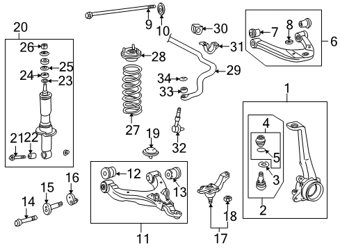 1996 Toyota 4Runner Front Suspension Components, Lower Control Arm, Upper Control Arm, Stabilizer Bar Stabilizer Bar Clamp Diagram for 48829-35120