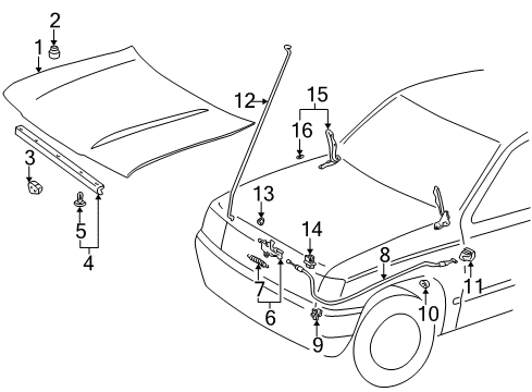 1999 Toyota 4Runner Hood & Components Insulator Diagram for 53341-35022