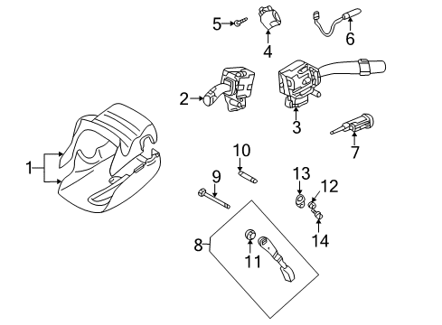 2004 Toyota MR2 Spyder Shroud, Switches & Levers Ignition Switch Screw Diagram for 93315-14012