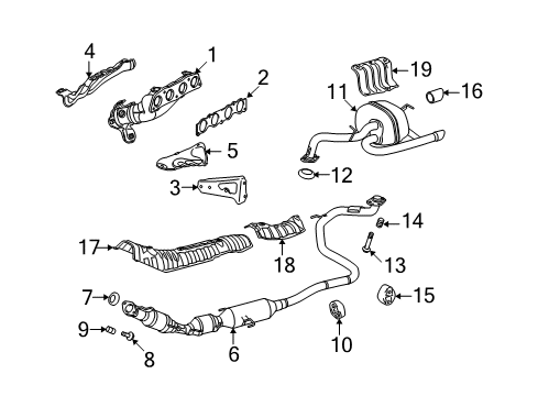 2008 Scion xD Exhaust Components, Exhaust Manifold Muffler & Pipe Diagram for 17430-37291