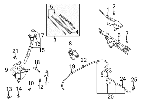 2002 Lexus RX300 Wiper & Washer Components Blade Assembly Refill Diagram for 85214-0E020