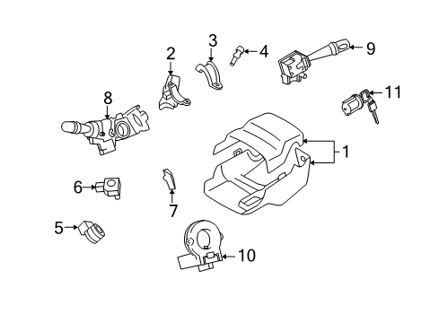 2011 Scion xD Switches Column Assembly Upper Bracket Diagram for 45280-22510