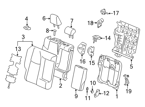 2021 Toyota RAV4 Prime Rear Seat Components Seat Back Frame Diagram for 71017-42240