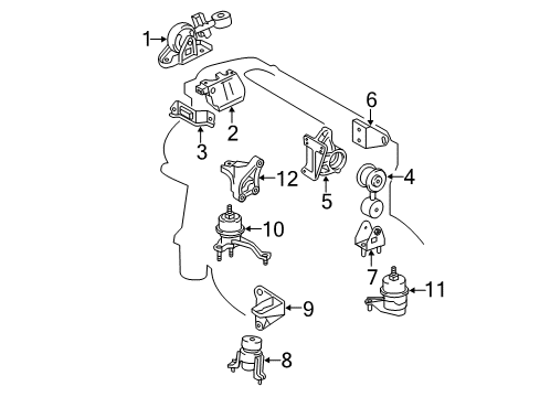 2008 Toyota Camry Engine & Trans Mounting Front Mount Bracket Diagram for 12311-0H100