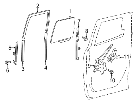 2020 Toyota Tundra Rear Door Front Guide Diagram for 67406-0C010
