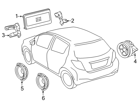 2012 Toyota Yaris Sound System Rear Door Speaker Diagram for 86160-52220