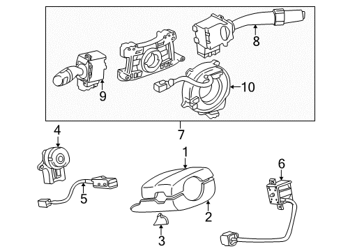 1998 Toyota Camry Switches Upper Column Cover Diagram for 45286-06040-B0