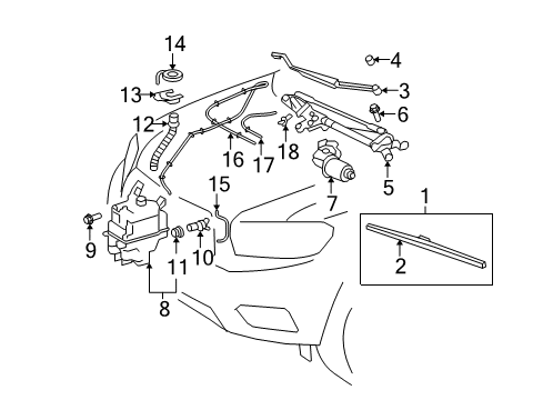 2013 Toyota Highlander Wiper & Washer Components Front Motor Diagram for 85110-0E050