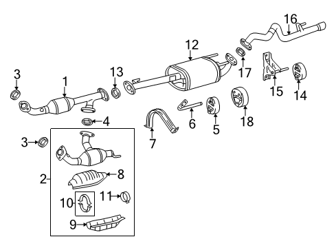 2007 Toyota FJ Cruiser Exhaust Components Converter & Pipe Diagram for 17410-31450