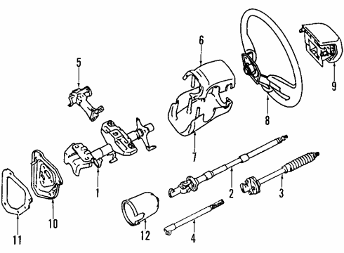 1999 Toyota Tacoma Steering Column, Steering Wheel Wheel Assembly, Steering Diagram for 45100-04090-B0
