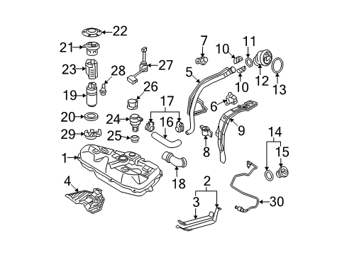 2003 Toyota Corolla Fuel Injection Fuel Rail Diagram for 23807-22061