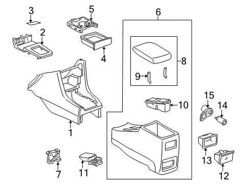 1998 Toyota Camry Center Console Box Sub-Assy, Front Ash Receptacle Diagram for 74102-33030