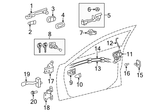 2010 Toyota Camry Front Door - Lock & Hardware Cover Diagram for 69217-0E010-J9