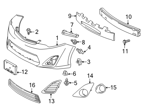 2014 Toyota Camry Front Bumper Energy Absorber Diagram for 52611-06121