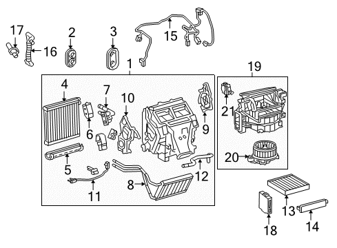 2013 Lexus GX460 Heater Core & Control Valve Tube Assembly Diagram for 88710-60B70
