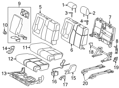 2017 Toyota Tundra Rear Seat Components Headrest Guide Diagram for 71955-0C010-C0