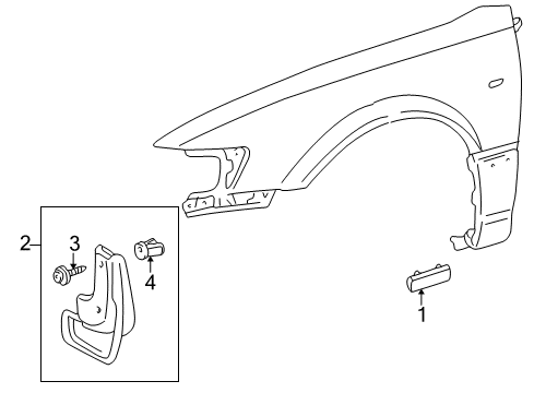 1997 Toyota Camry Exterior Trim - Fender Moulding, Front Fender, Outside Rear RH Diagram for 75623-33040-B0