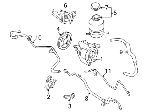 1996 Toyota RAV4 P/S Pump & Hoses, Steering Gear & Linkage Pump Assy, Vane Diagram for 44320-42011